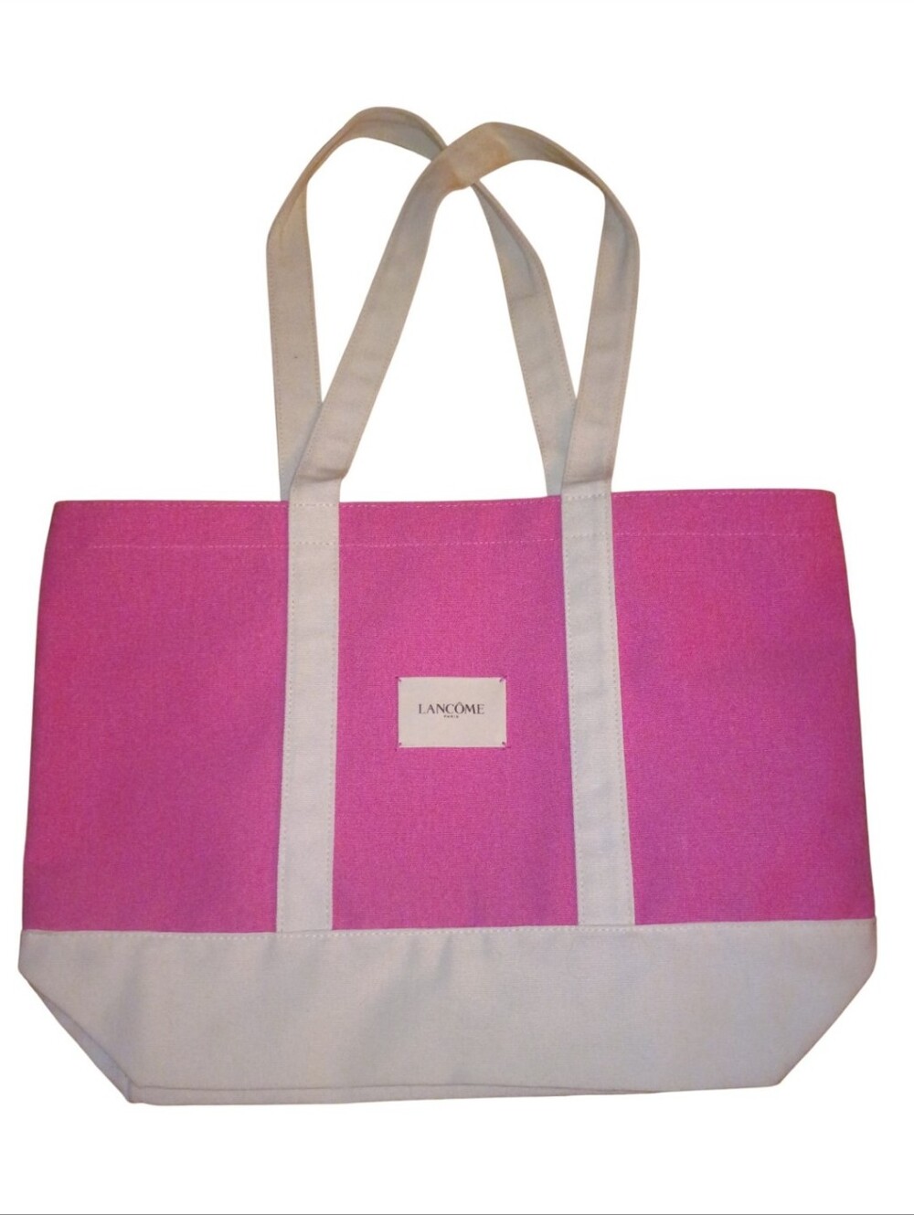 Lancome Pink Canvas Tote with White Trim